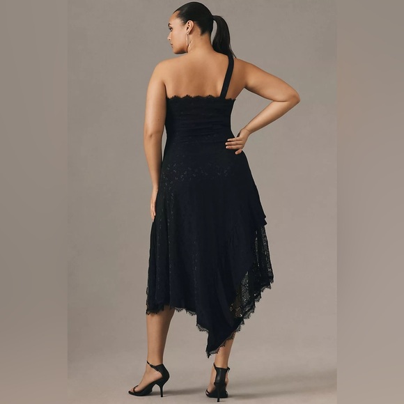 Anthropologie Asymmetrical Lace Maxi Dress Size 24W Black One Shoulder NWOT - Picture 2 of 7